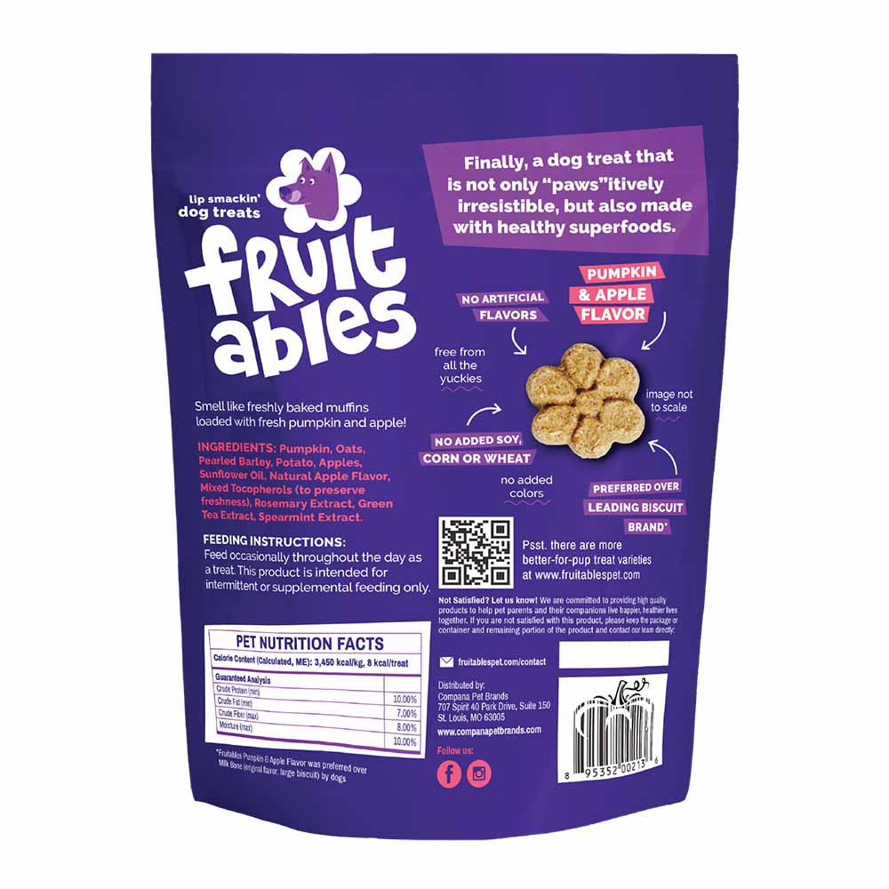 $4 OFF: Fruitables Pumpkin & Apple Dog Treats 7oz