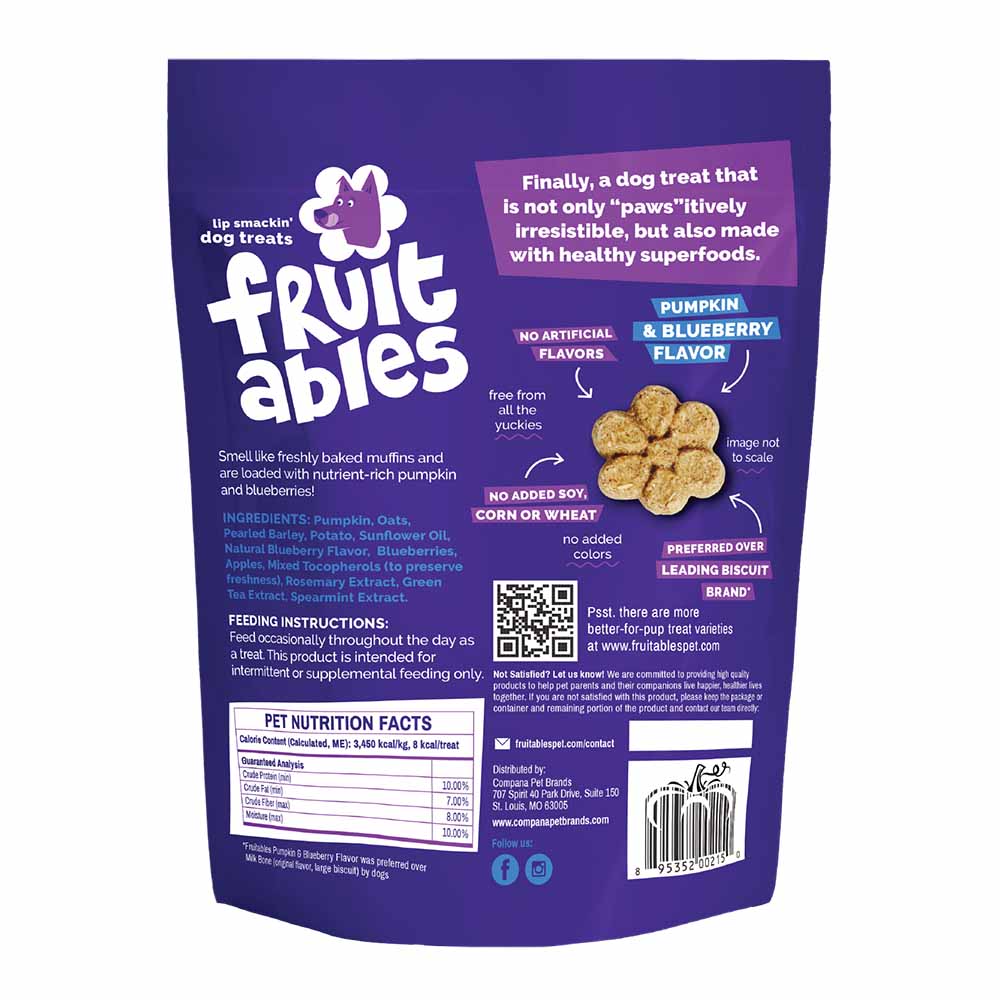 $4 OFF: Fruitables Pumpkin & Blueberry Dog Treats 7oz - Kohepets