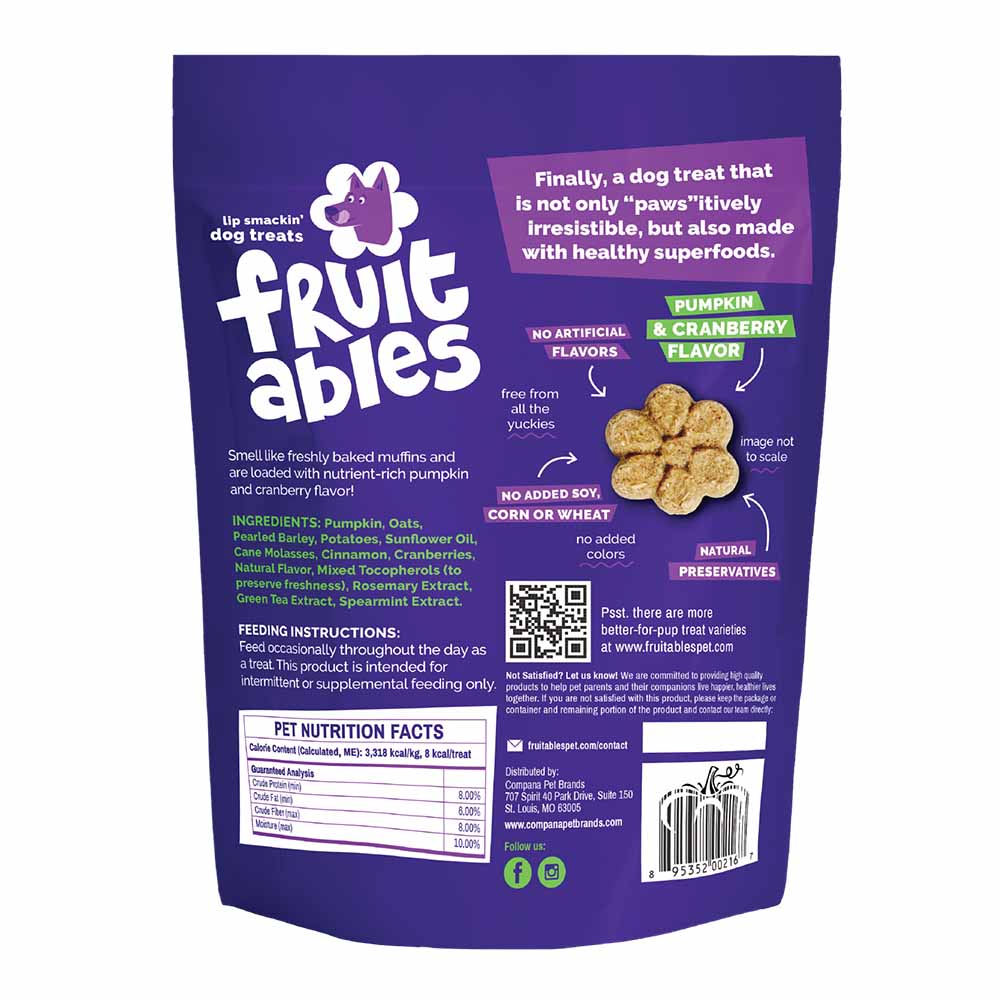 $4 OFF: Fruitables Pumpkin & Cranberry Dog Treats 7oz