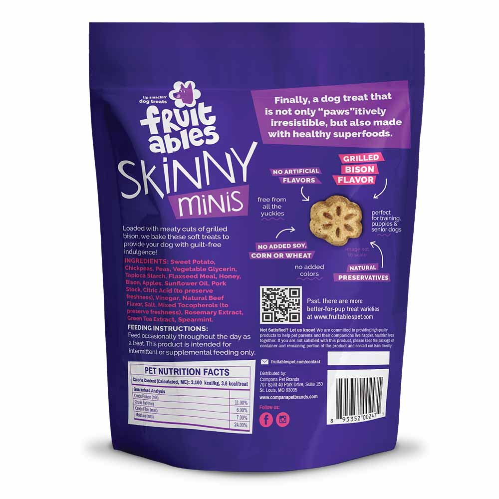 $4 OFF: Fruitables Skinny Minis Grilled Bison Chewy Dog Treats 5oz