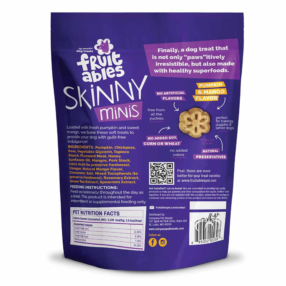 $4 OFF: Fruitables Skinny Minis Pumpkin and Mango Chewy Dog Treats 5oz