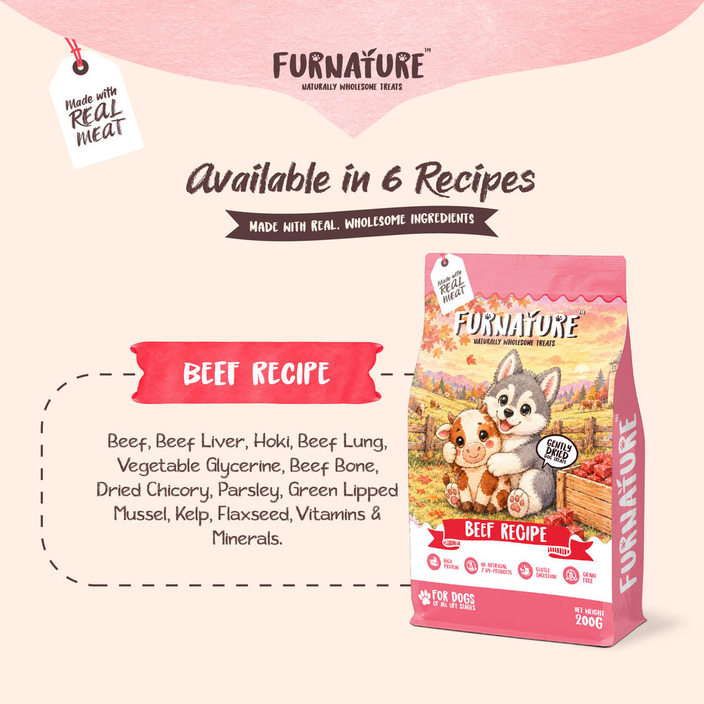 Furnature Beef Natural Wholesome Gently Dried Dog Treats 200g