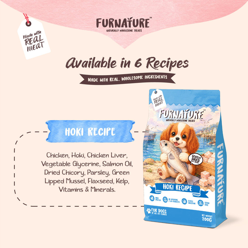 Furnature Hoki Natural Wholesome Gently Dried Dog Treats 200g