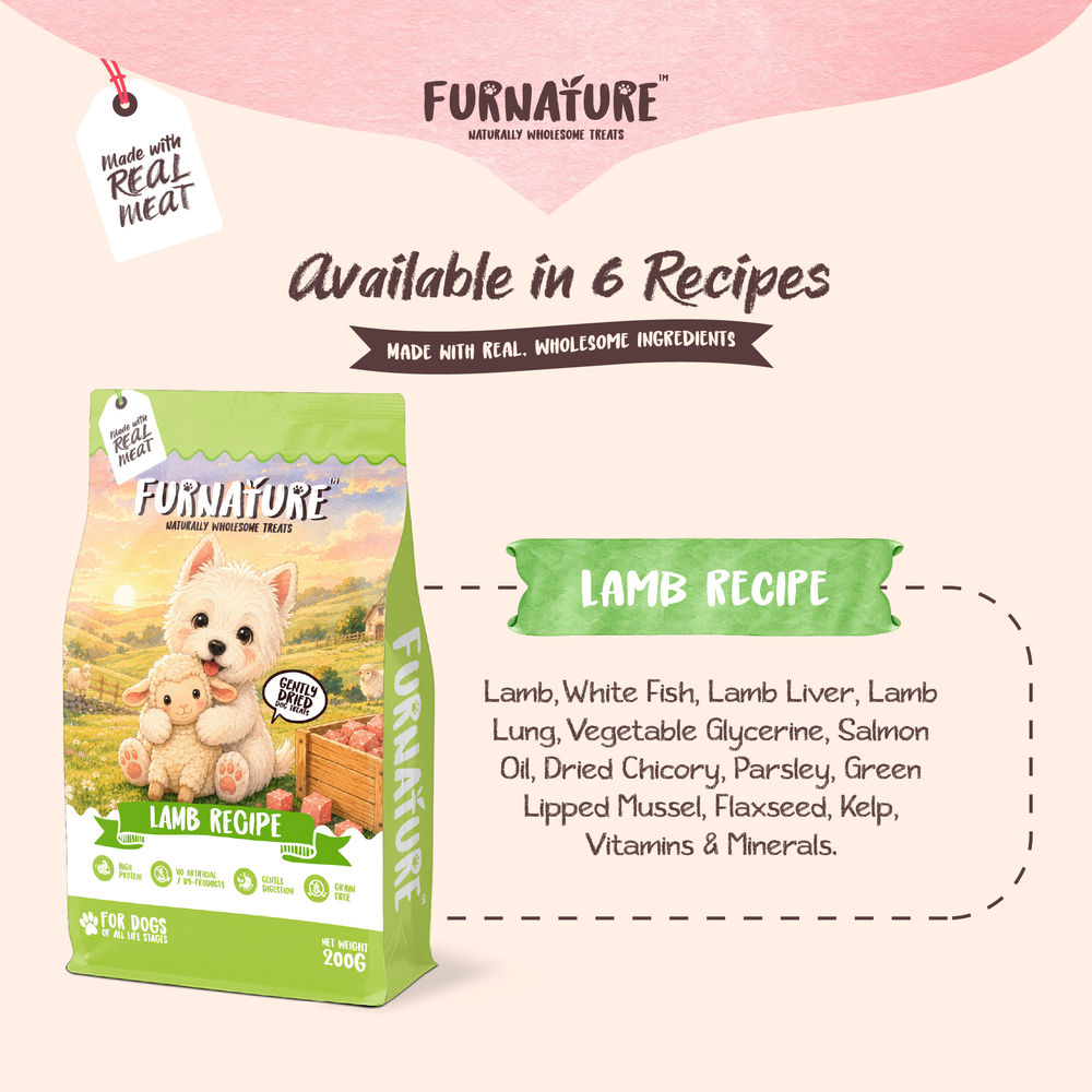 Furnature Lamb Natural Wholesome Gently Dried Dog Treats 200g