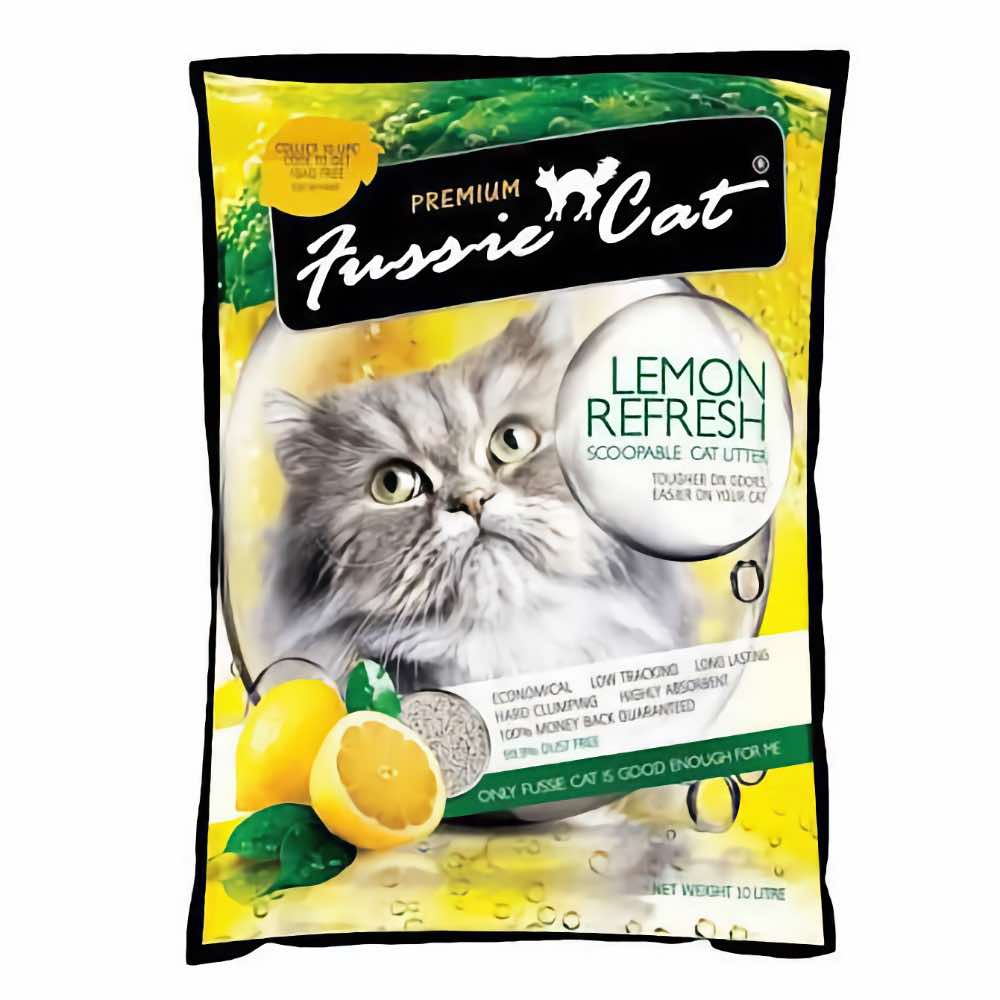 Fussie Cat Lemon Refresh Scoopable Bentonite Cat Litter 10L