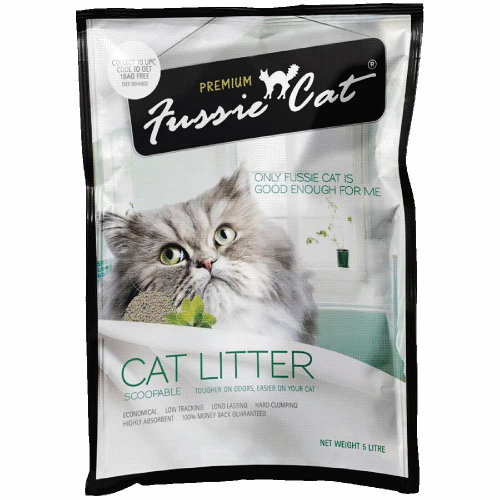Fussie Cat Unscented Scoopable Bentonite Cat Litter 10L