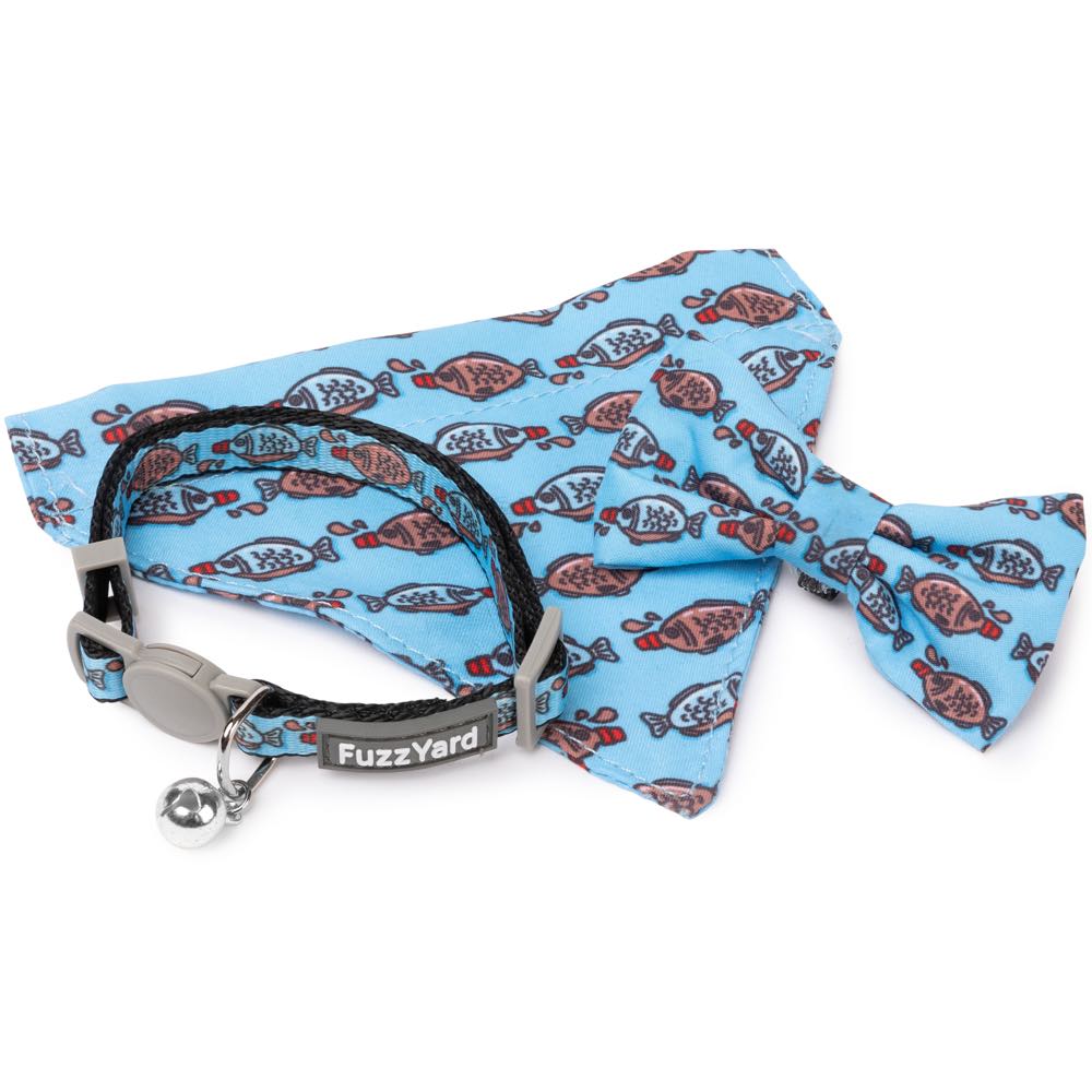 FuzzYard Cat Collar, Bandana & Bowtie Fashion Pack (Soy Sauce Fish)