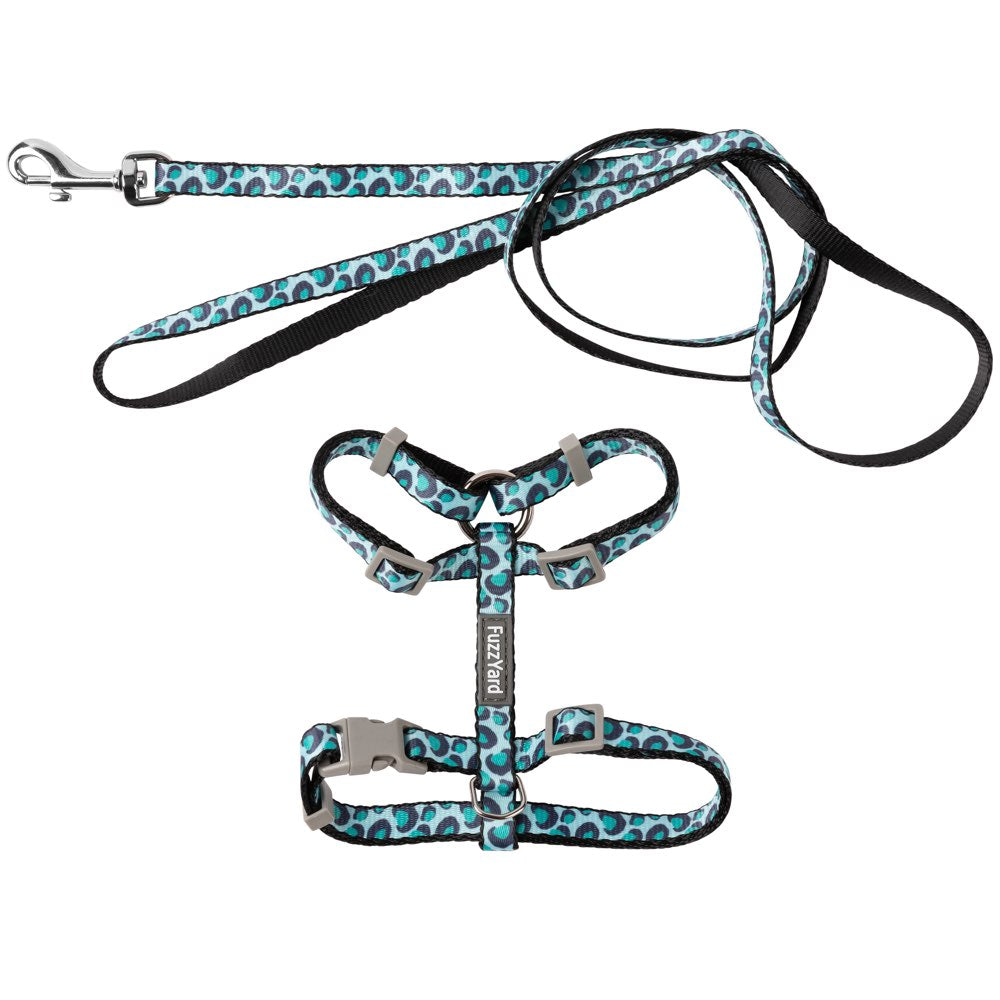 FuzzYard Cat Harness & Leash Walking Set (Wild One Aqua)