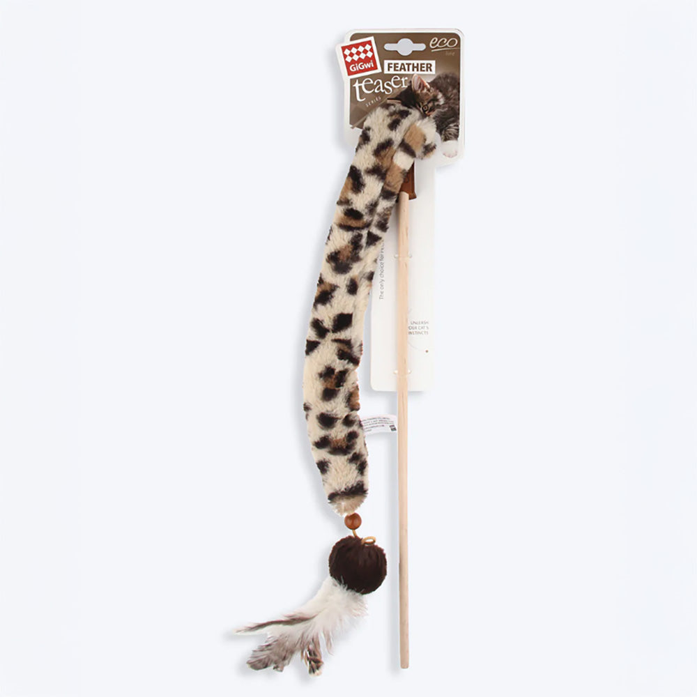 KOHE-VERSARY 10% OFF: GiGwi Eco Silvervine With Crinkle Feather Teaser Cat Wand Toy