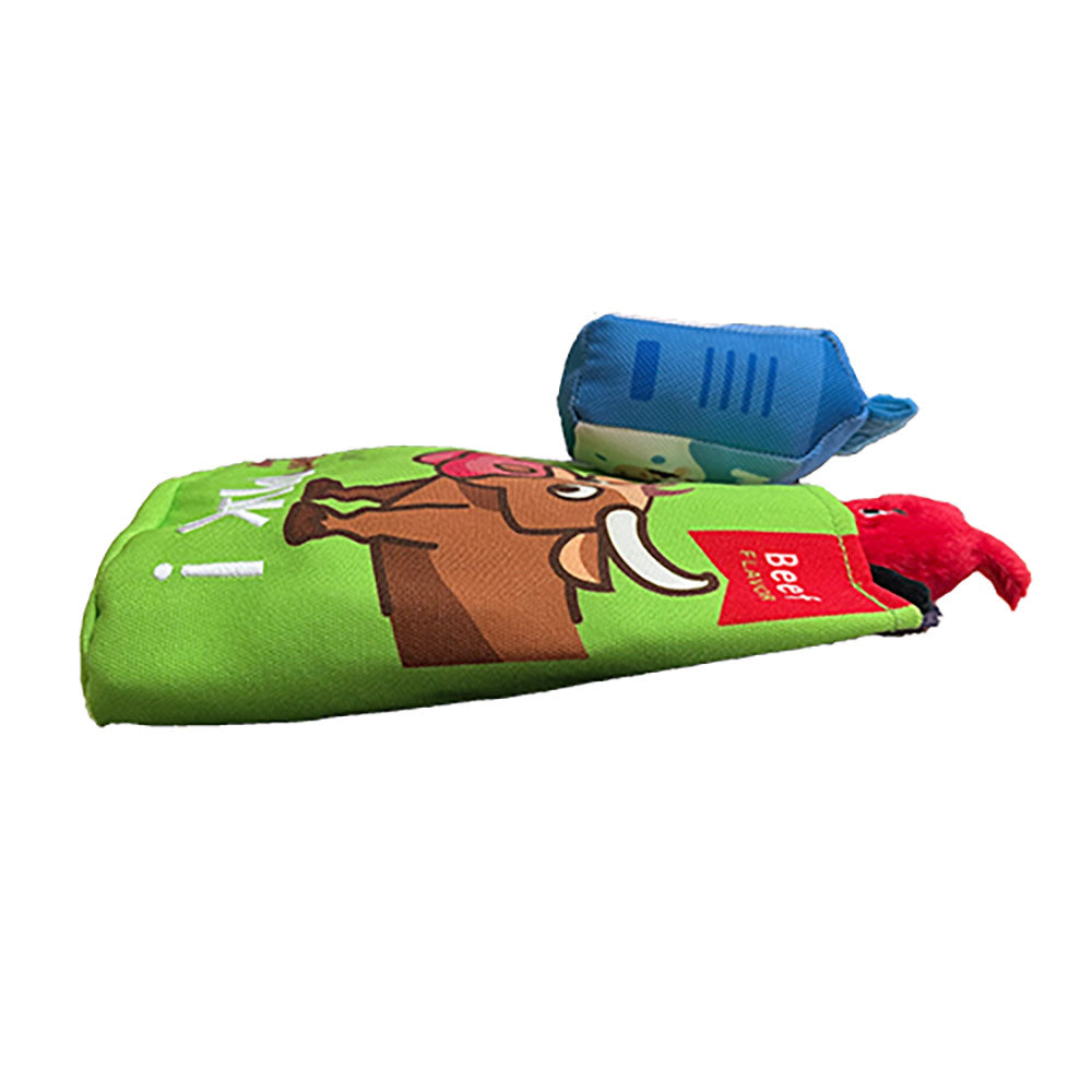GiGwi Foody Friendz Interactive Plush Dog Toy (Beef Snack Bag) - Kohepets
