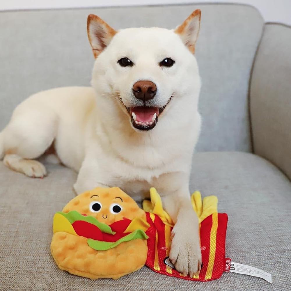 KOHE-VERSARY 10% OFF: GiGwi Foody Friendz Interactive Plush Dog Toy (Hamburger & French Fries)
