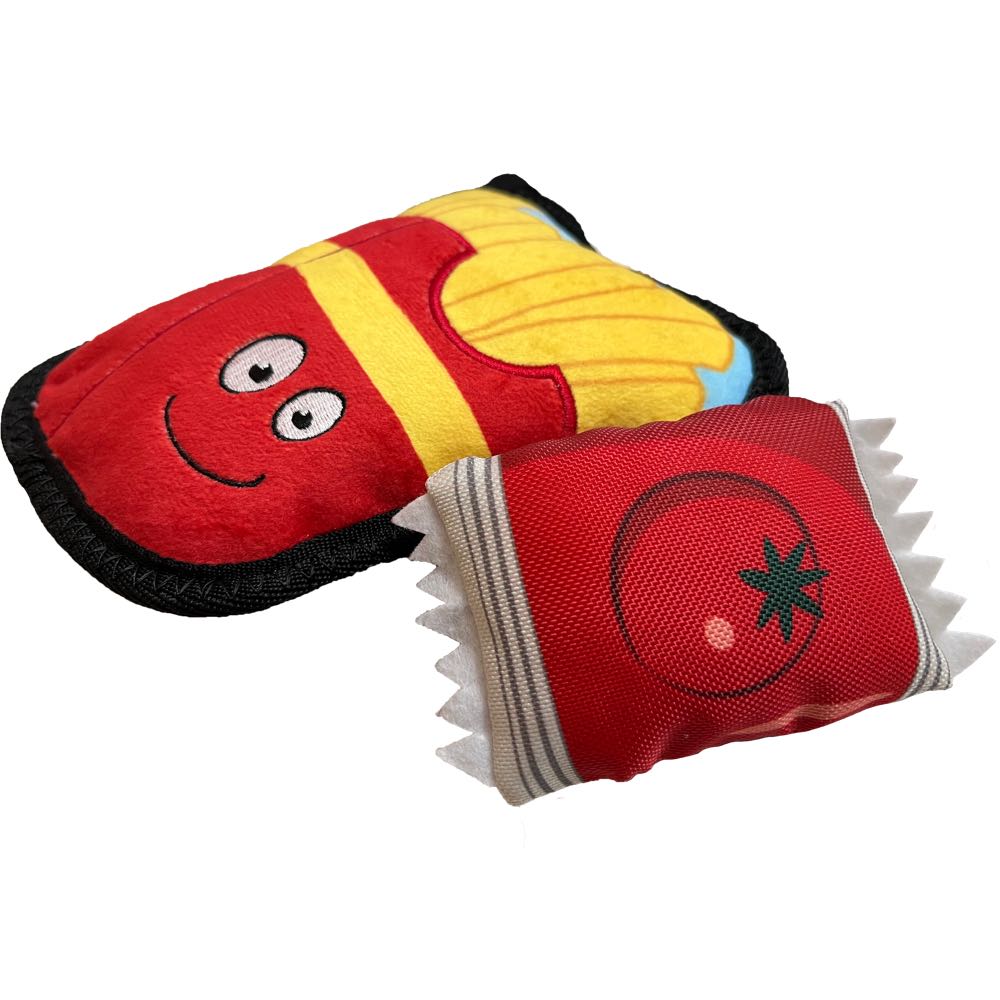 GiGwi Foody Friendz Tough Plush Dog Toy (French Fries With Ketchup) - Kohepets