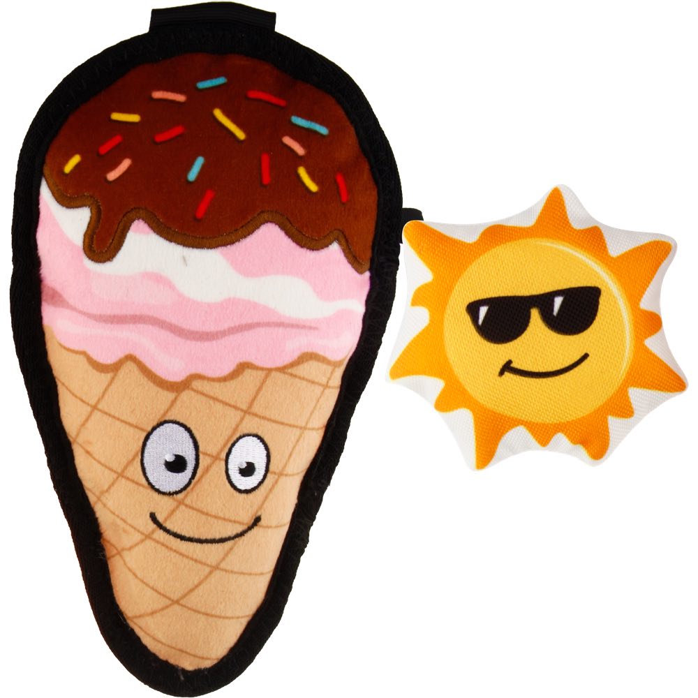 KOHE-VERSARY 10% OFF: GiGwi Foody Friendz Tough Plush Dog Toy (Ice Cream With Sun)