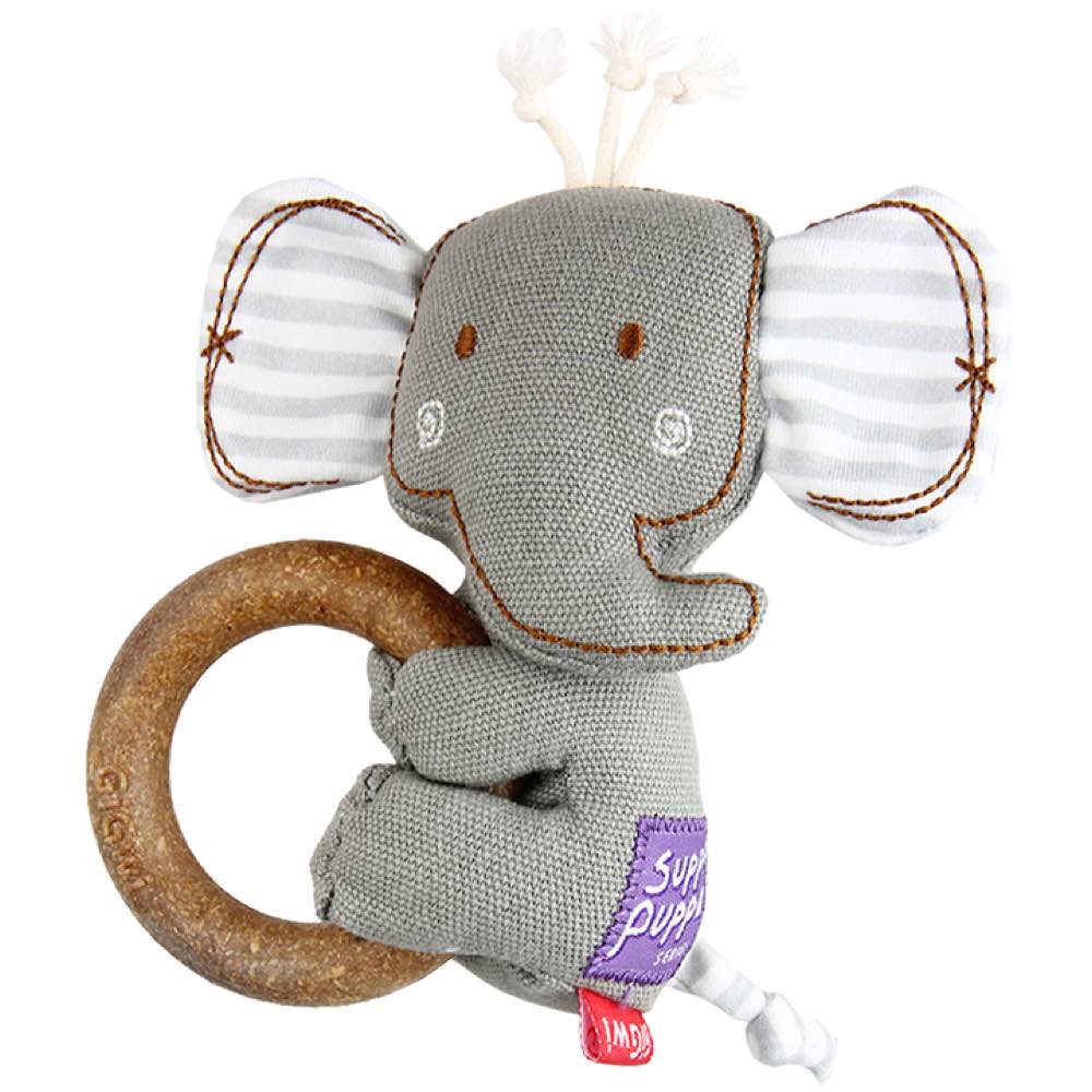 KOHE-VERSARY 10% OFF: GiGwi Suppa Puppa Wooden Ring Plush Dog Toy (Elephant)