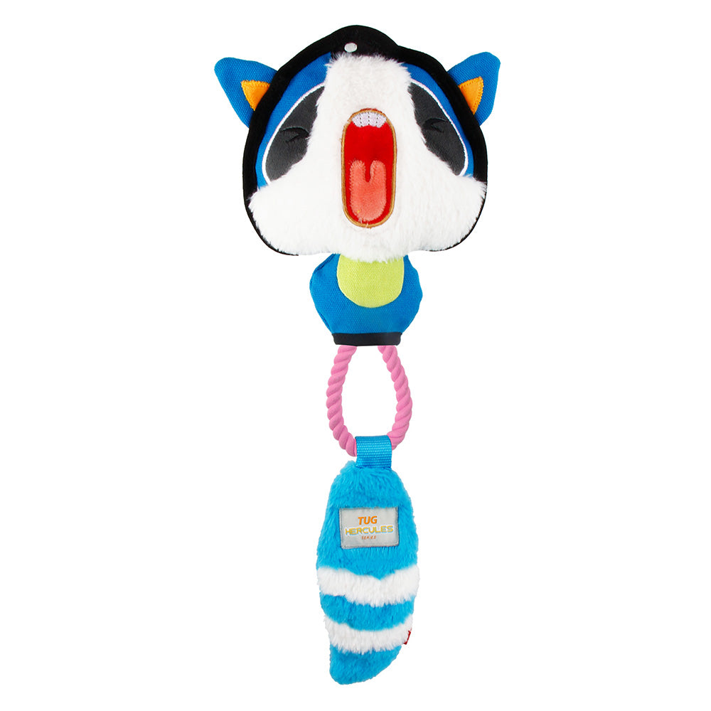 GiGwi Tug Hercules Plush Dog Toy (Blue Raccoon With Rope) - Kohepets