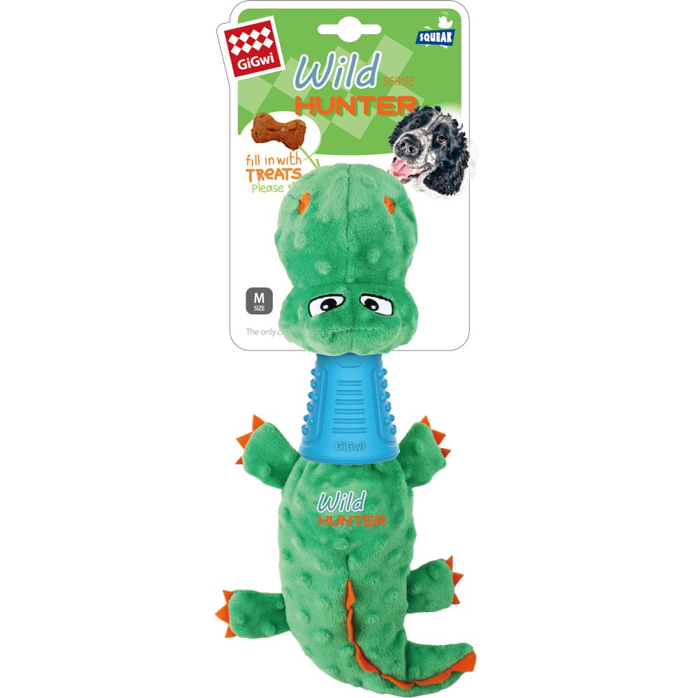 KOHE-VERSARY 10% OFF: GiGwi Wild Hunter Interactive Plush Dog Toy (Crocodile)
