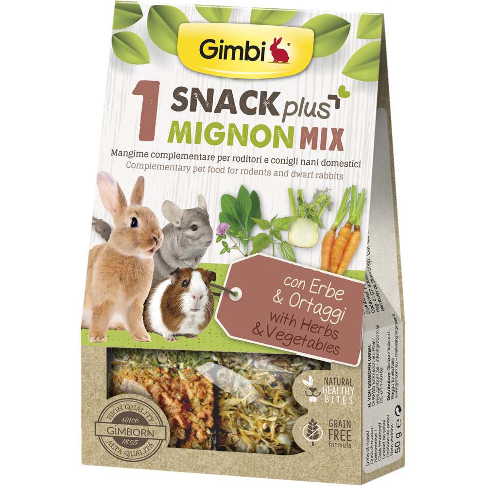 Gimbi Snack Plus Mignon Mix 1 (Herbs & Vegetables) Treats For Small Animals 50g