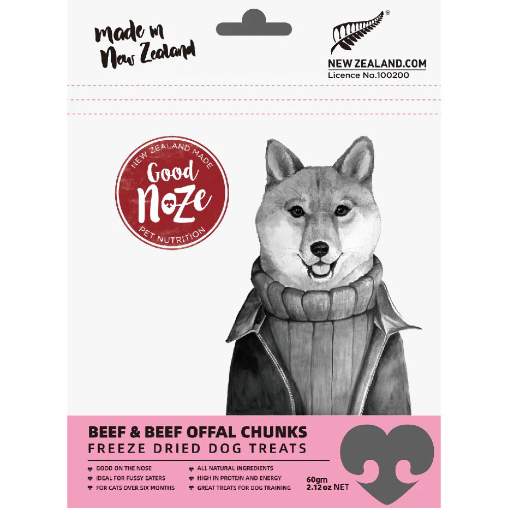 Good Noze Beef & Beef Offal Chunks Freeze Dried Dog Treats 60g