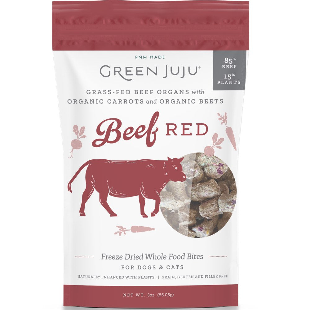 Green Juju Beef Red Grain-Free Freeze-Dried Raw Treats & Food Toppers For Cats & Dogs - Kohepets