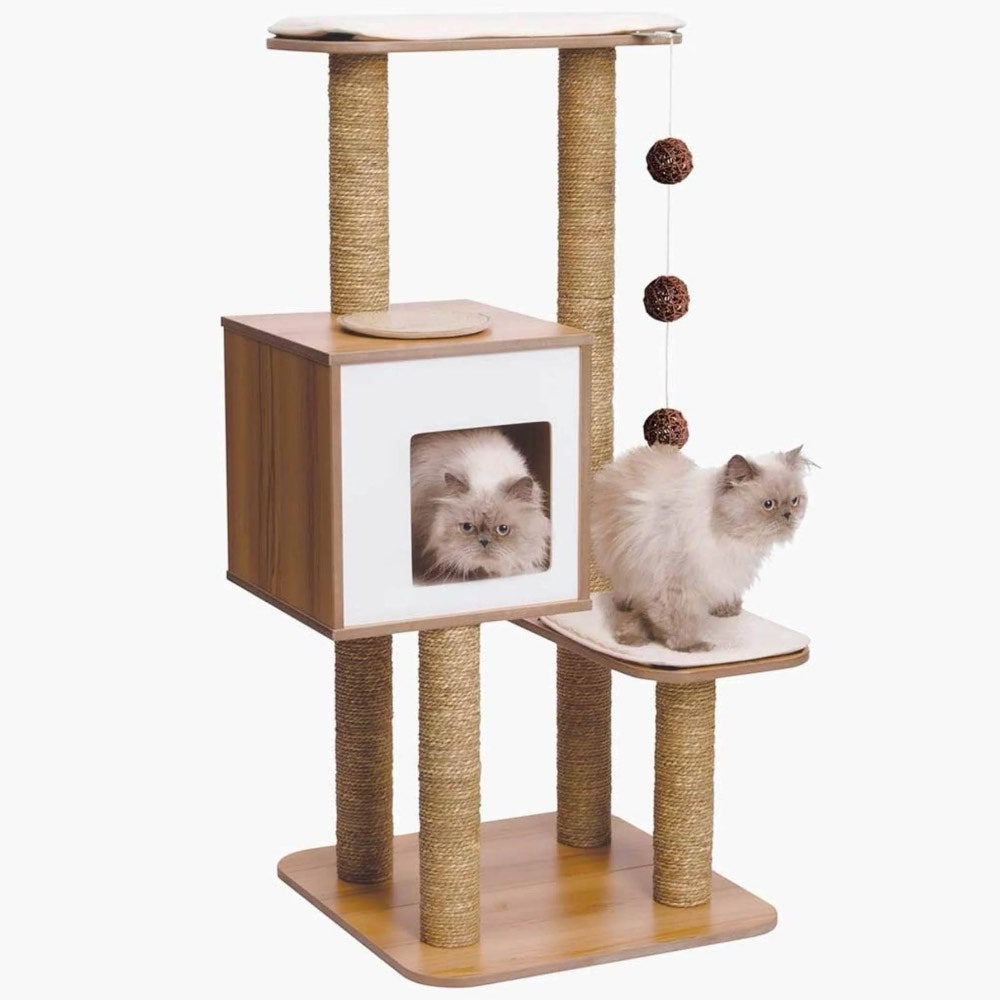 Hagen Vesper V-High Base In Walnut Cat Post | Kohepets