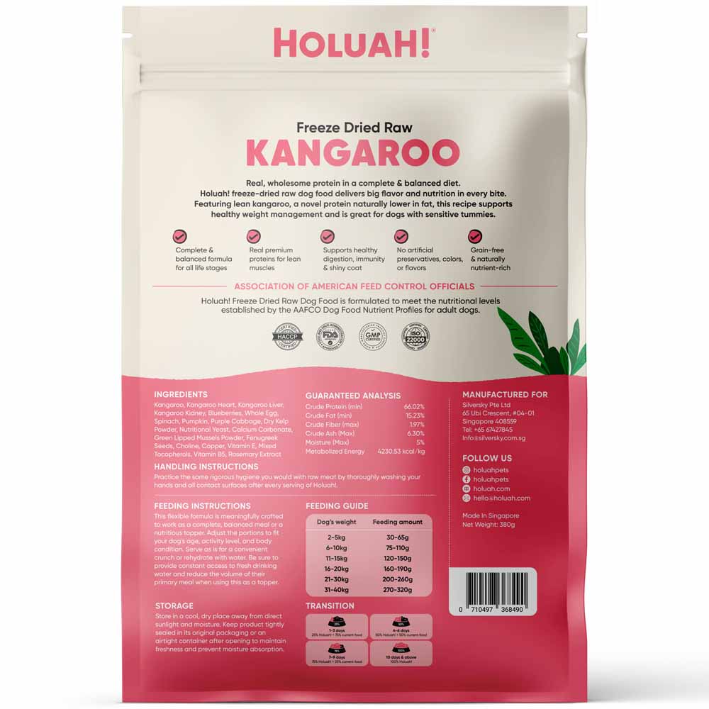 Holuah Kangaroo Freeze-Dried Raw Dog Food 400g