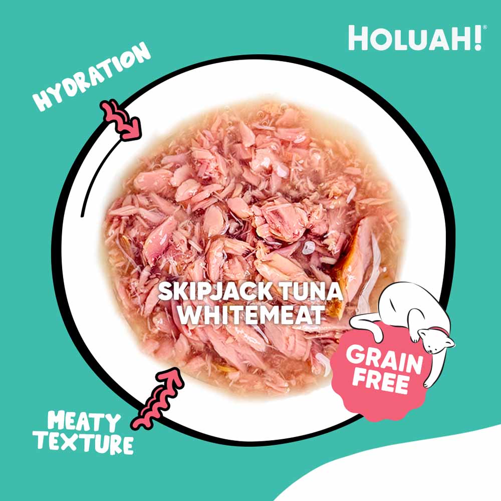 25% OFF: Holuah Skipjack Tuna Whitemeat In Gravy Canned Cat Food 80g