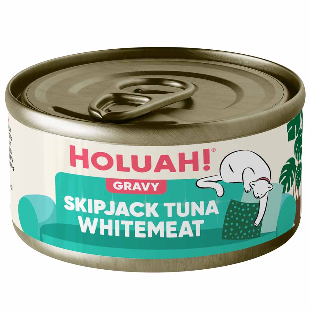 25% OFF: Holuah Skipjack Tuna Whitemeat In Gravy Canned Cat Food 80g