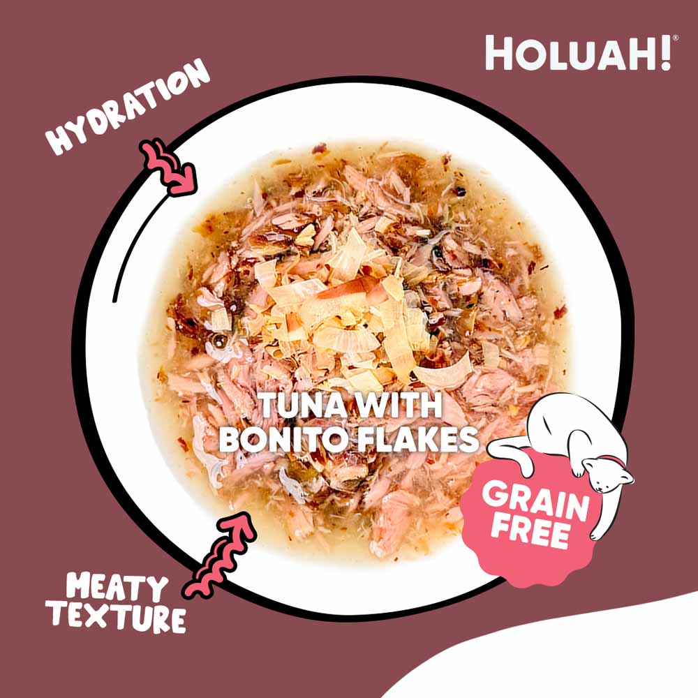 25% OFF: Holuah Tuna with Bonito Flakes In Gravy Canned Cat Food 80g