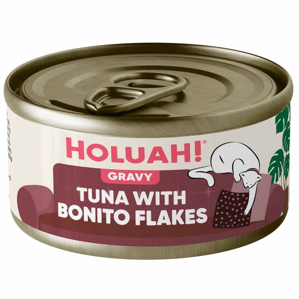 25% OFF: Holuah Tuna with Bonito Flakes In Gravy Canned Cat Food 80g