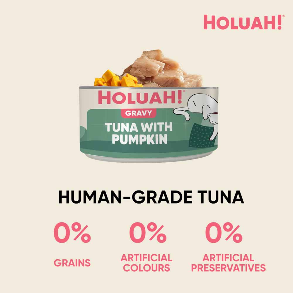 25% OFF: Holuah Tuna with Pumpkin In Gravy Canned Cat Food 80g