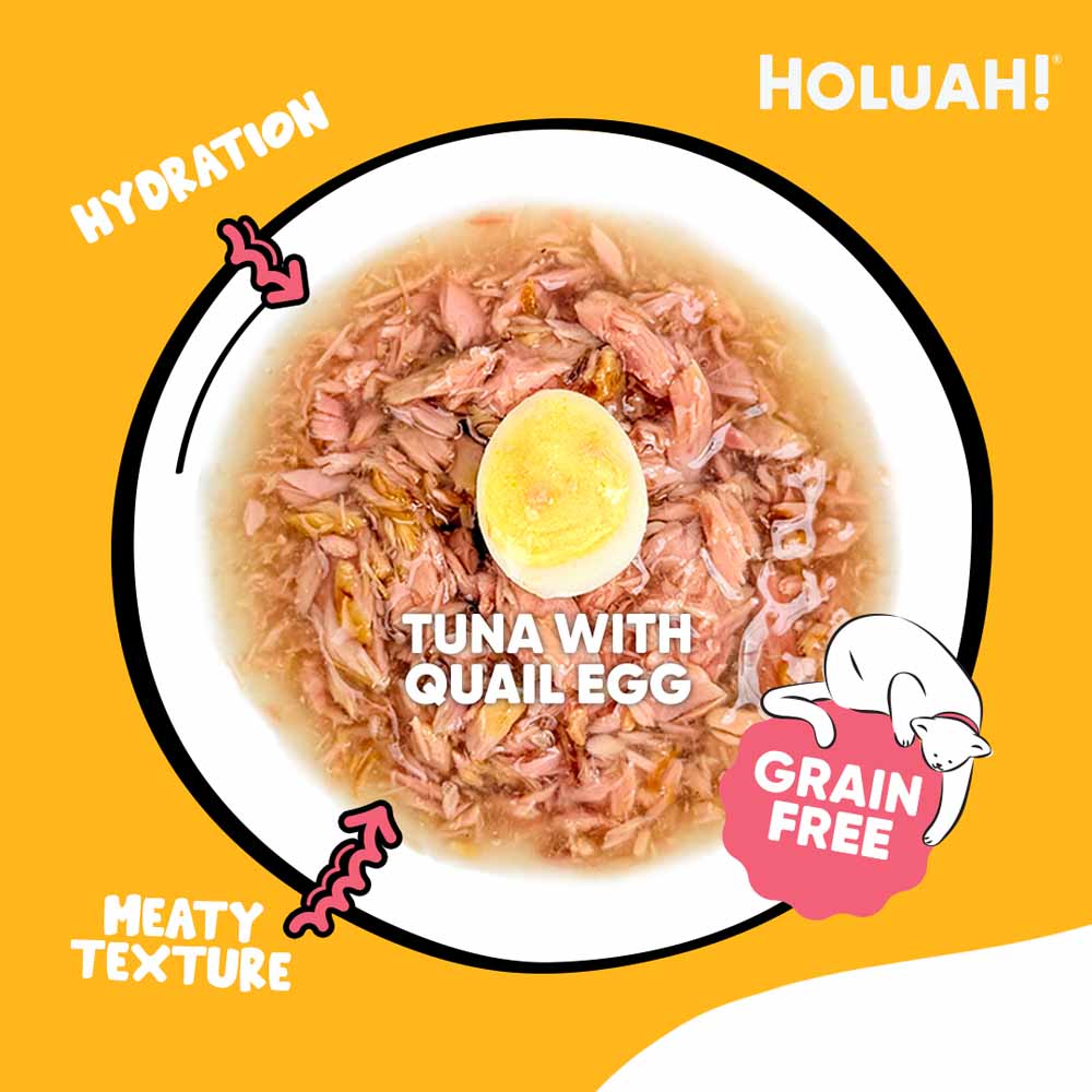 25% OFF: Holuah Tuna with Quail Egg In Gravy Canned Cat Food 80g