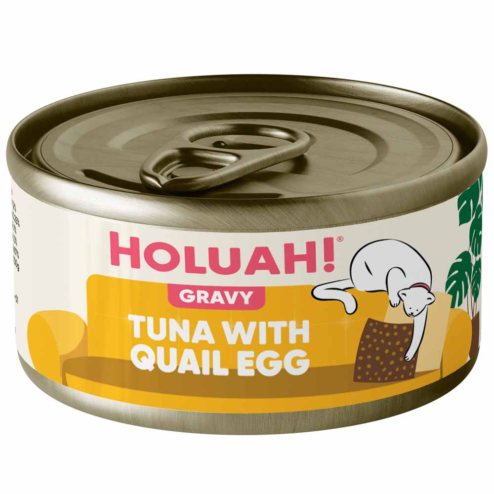 25% OFF: Holuah Tuna with Quail Egg In Gravy Canned Cat Food 80g
