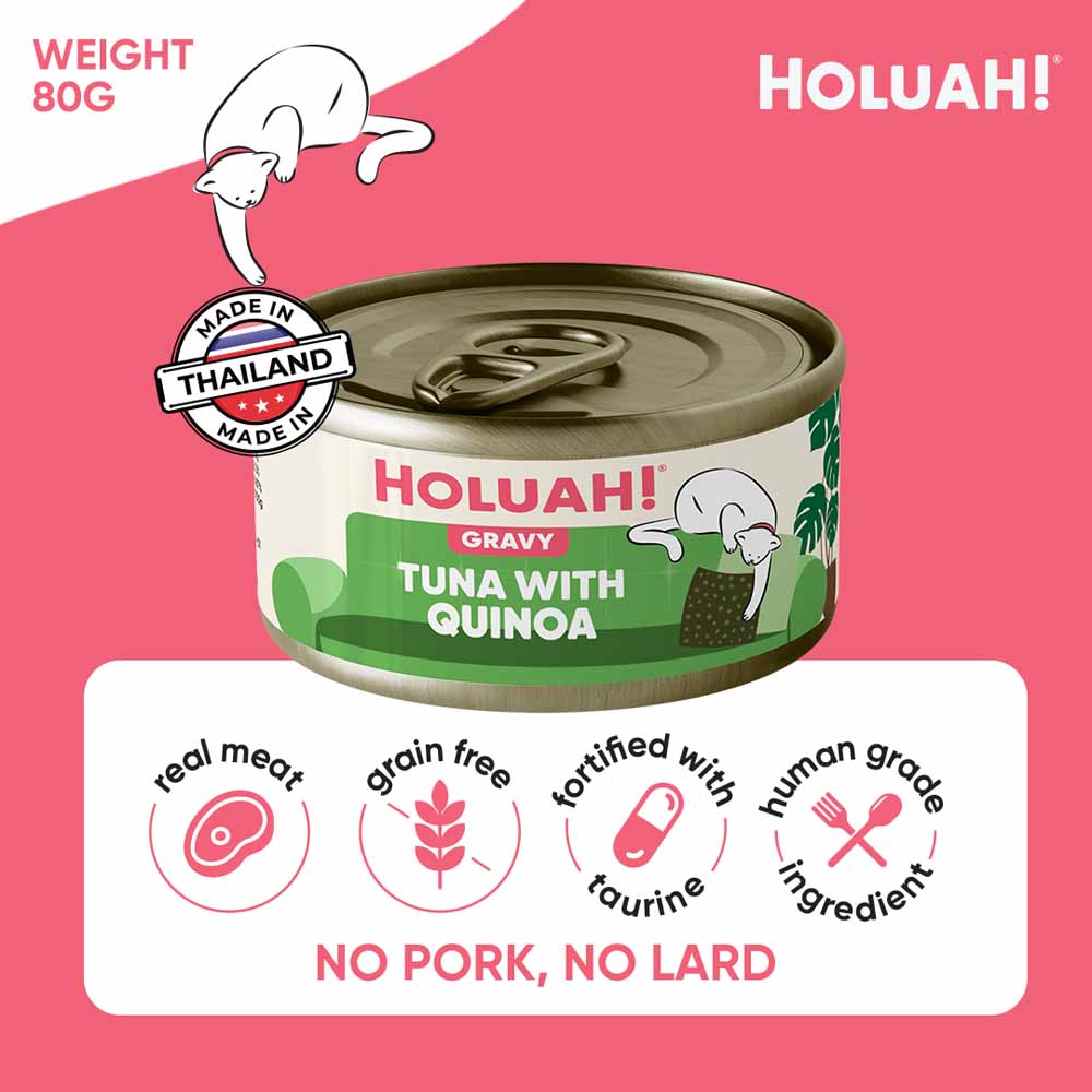 25% OFF: Holuah Tuna with Quinoa In Gravy Canned Cat Food 80g
