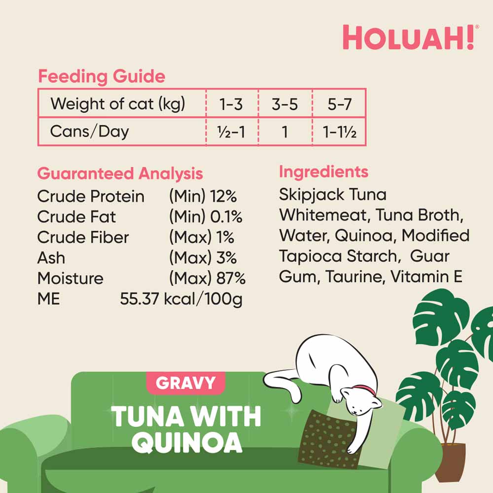 25% OFF: Holuah Tuna with Quinoa In Gravy Canned Cat Food 80g
