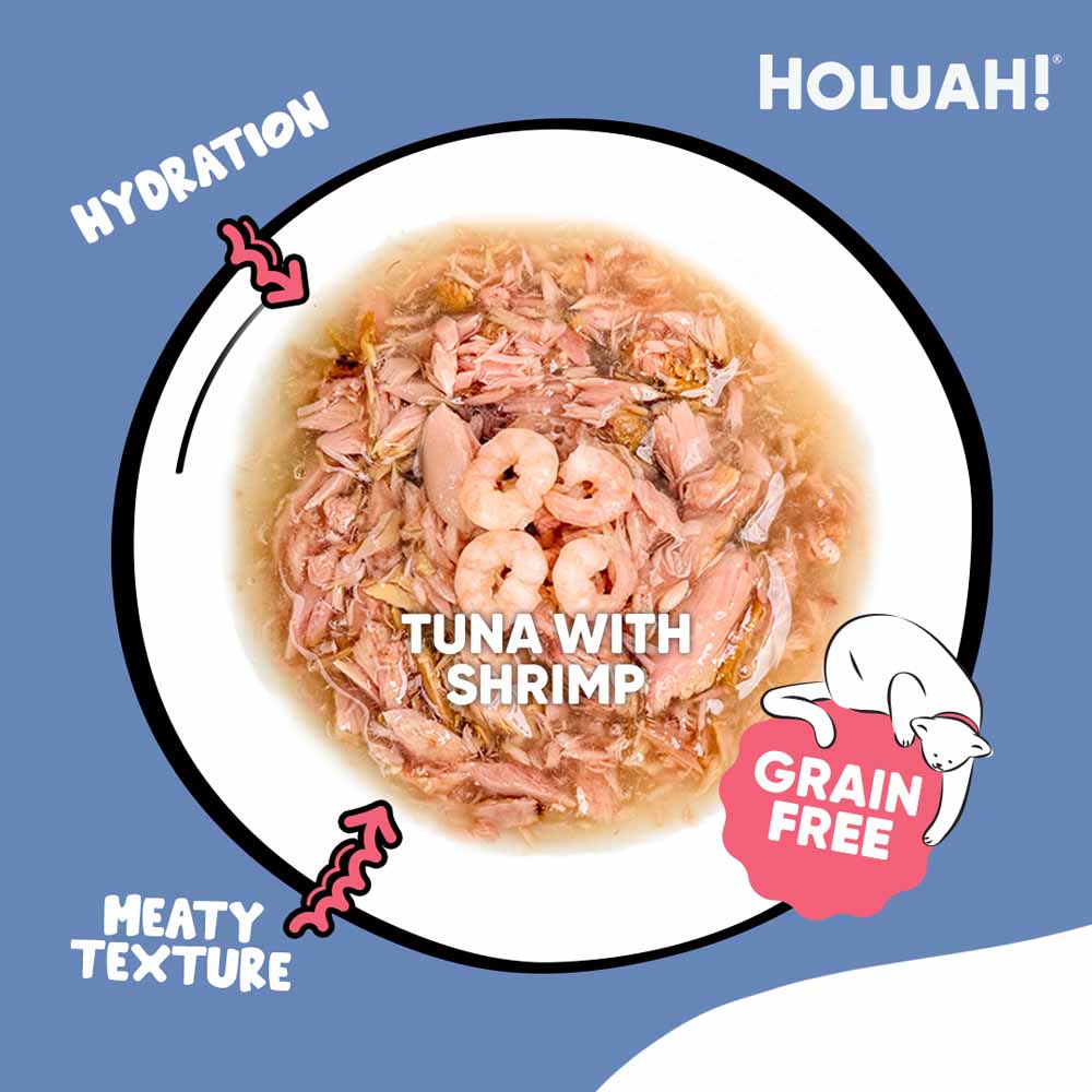 25% OFF: Holuah Tuna with Shrimp In Gravy Canned Cat Food 80g