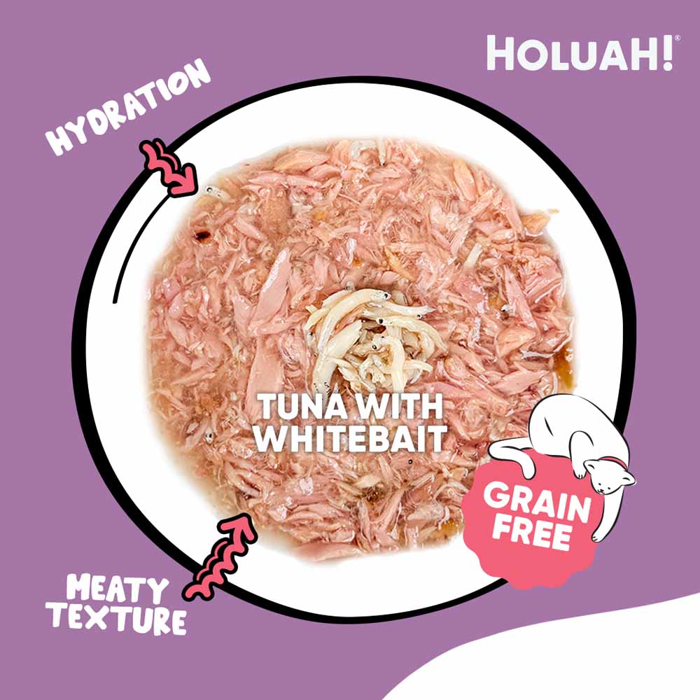 25% OFF: Holuah Tuna with Whitebait In Gravy Canned Cat Food 80g