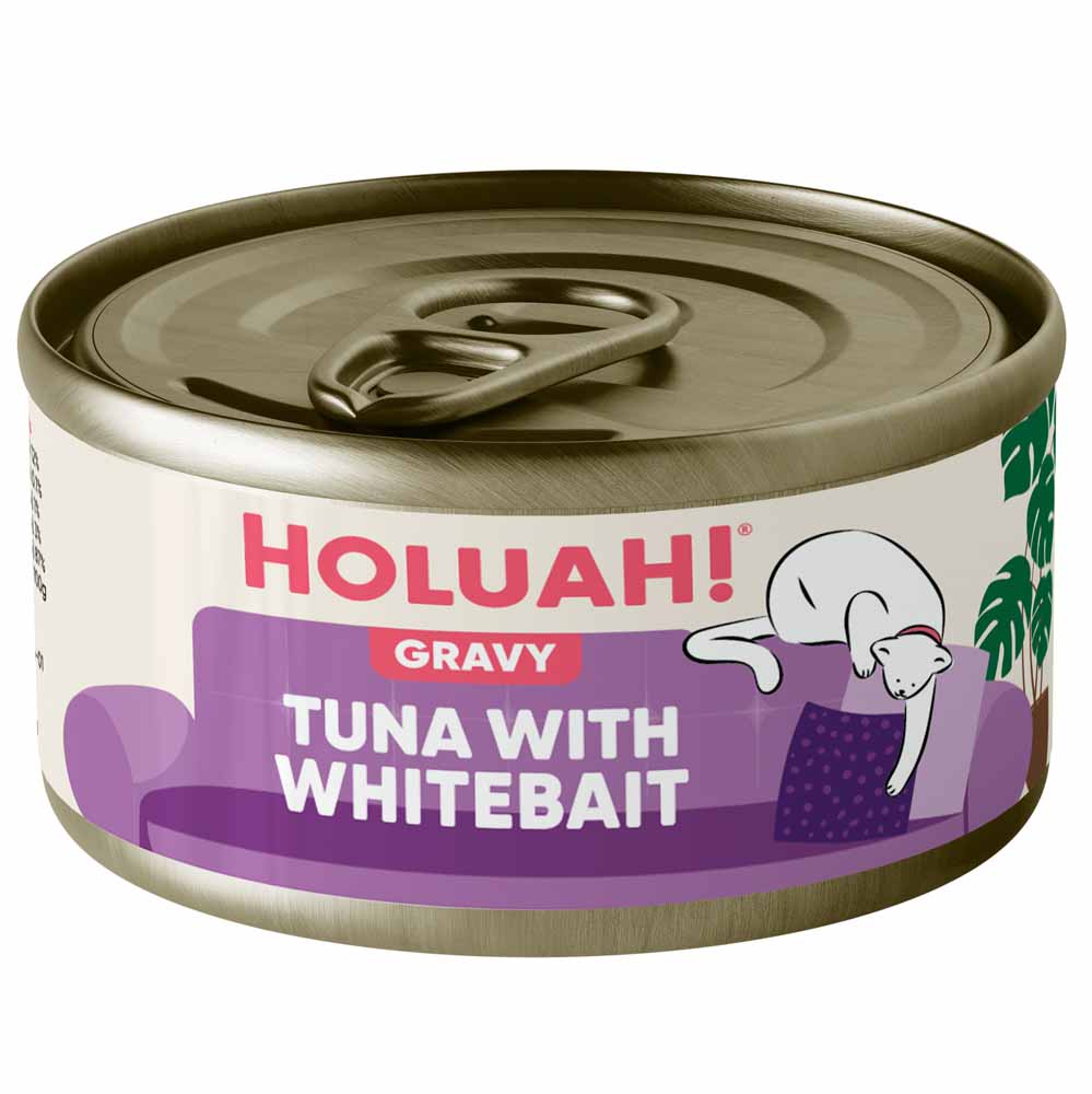 25% OFF: Holuah Tuna with Whitebait In Gravy Canned Cat Food 80g