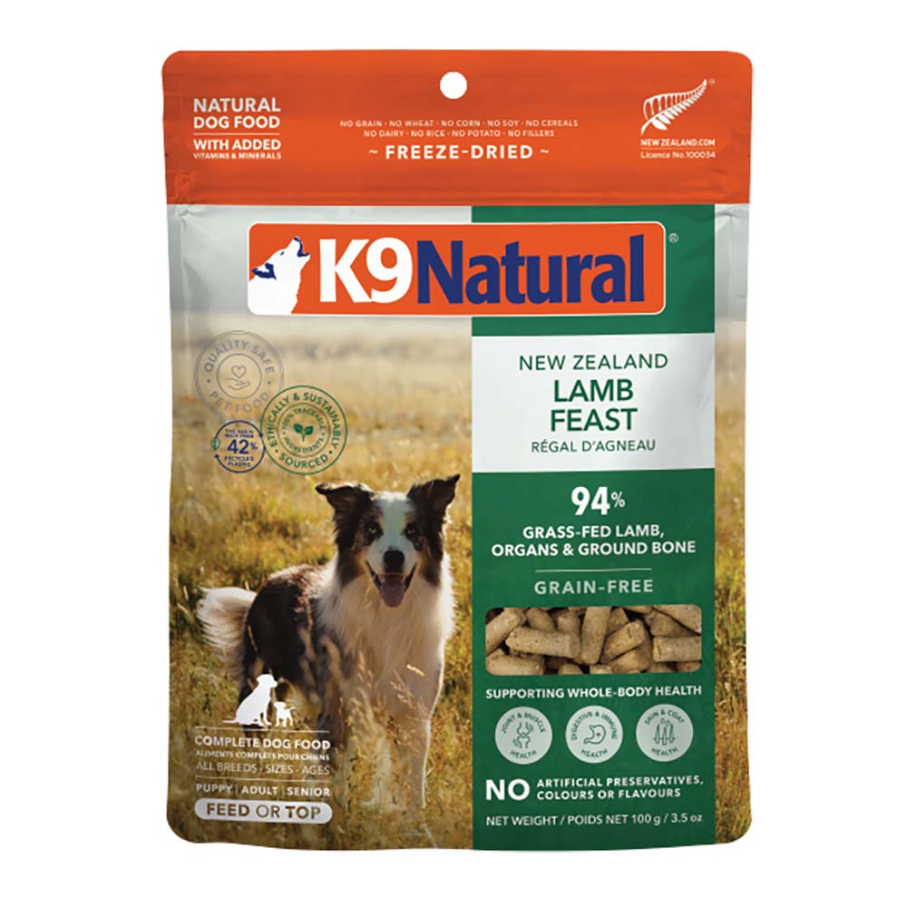 K9 Natural Lamb Feast Grain-Free Freeze-Dried Raw Dog Food Topper 100g