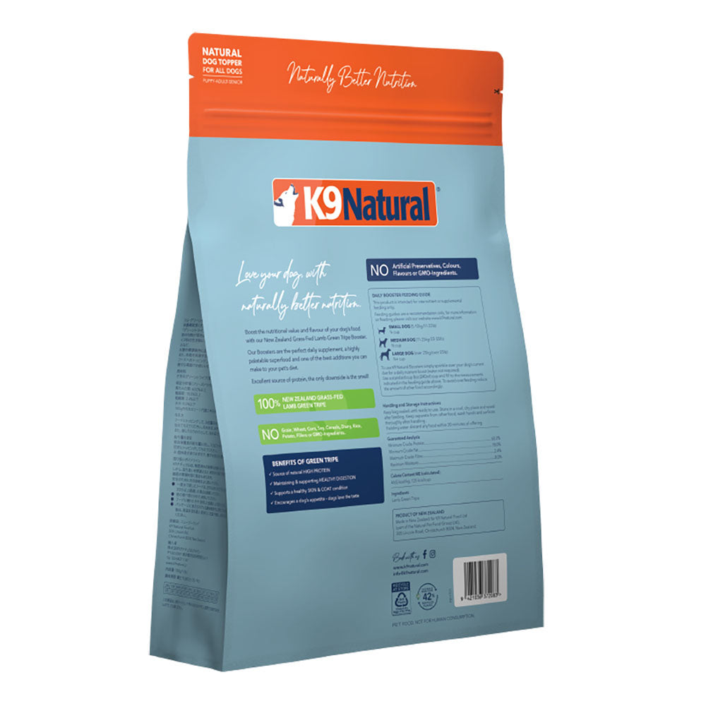 K9 Natural Lamb Green Tripe Booster Grain-Free Freeze-Dried Raw Dog Food