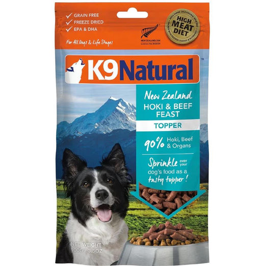 K9 Natural Hoki & Beef Feast Grain-Free Freeze-Dried Raw Dog Food Topper 100g
