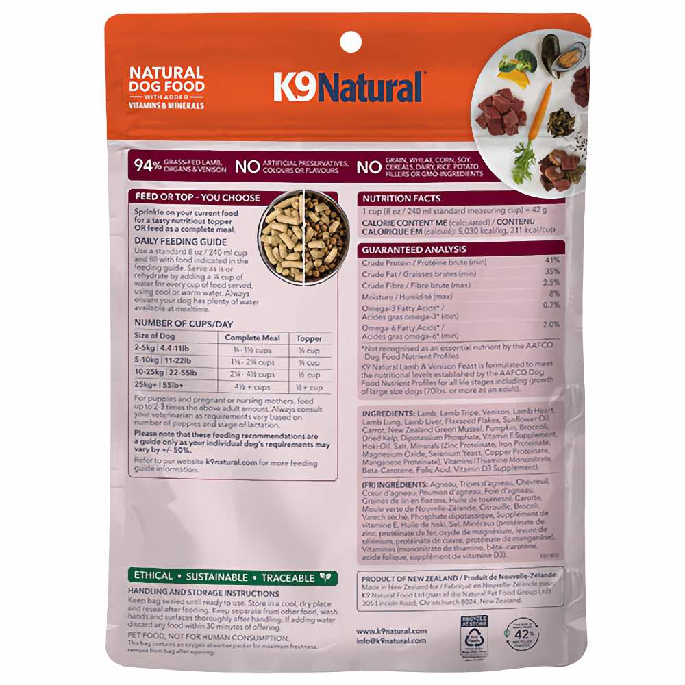 K9 Natural Lamb & Venison Freeze-Dried Raw Dog Food Topper 100g