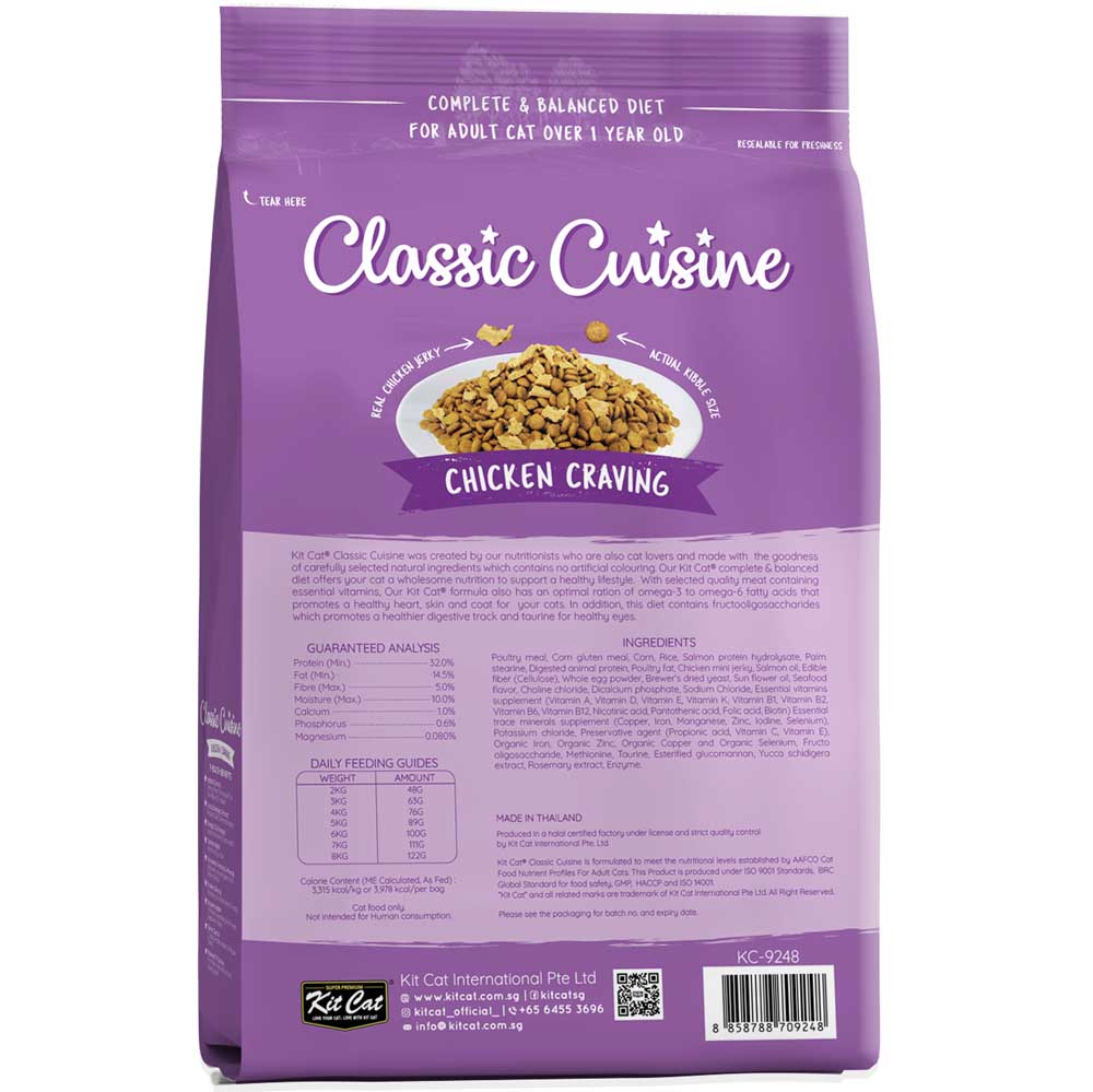 FREE TREAT w 5kg: Kit Cat Chicken Cuisine Dry Cat Food