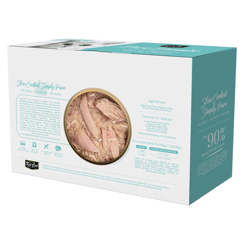 Kit Cat Pure Promise Tuna & Chicken Natural Slow-Cooked Canned Cat Food 80g - Box of 12