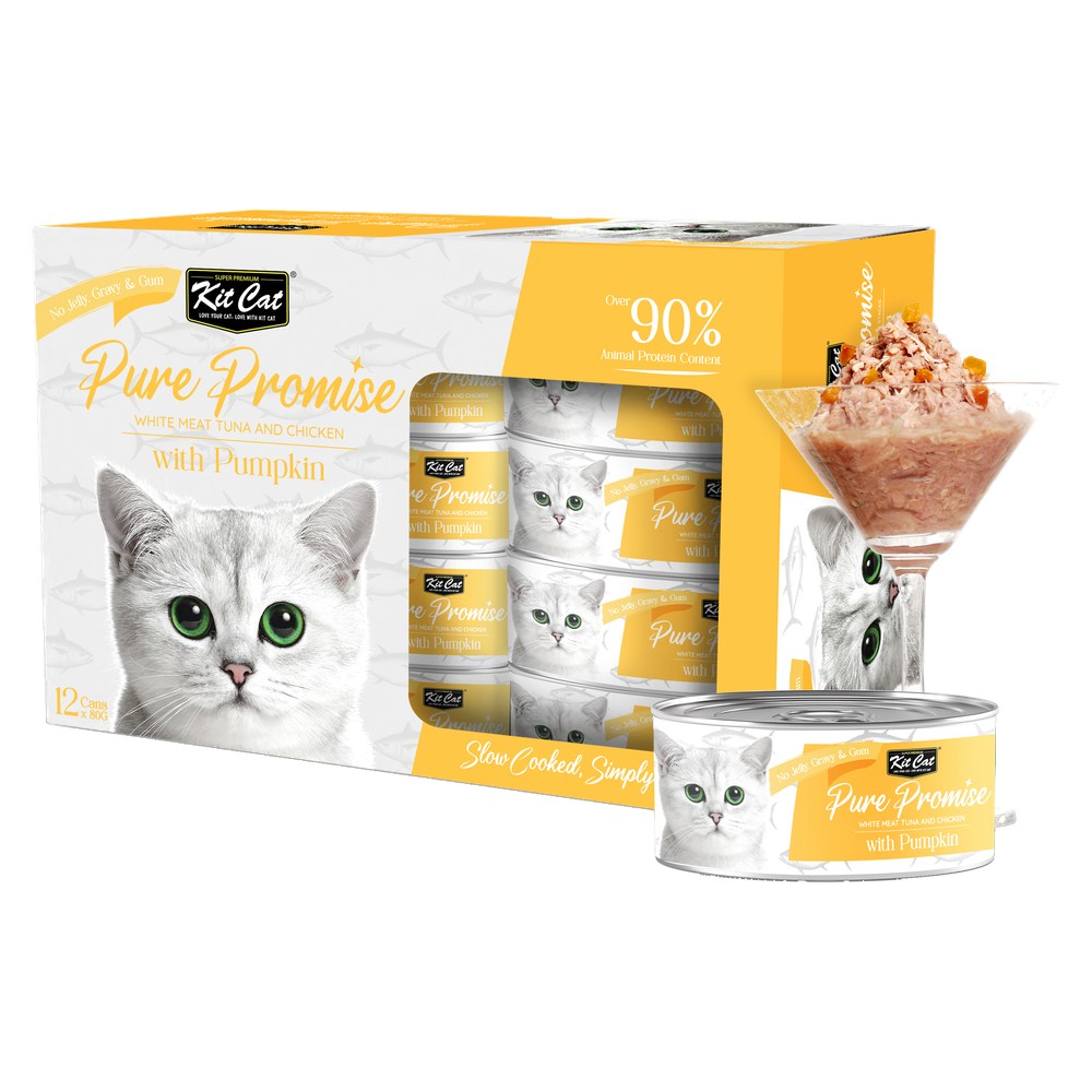 Kit Cat Pure Promise Tuna & Chicken With Pumpkin Natural Slow-Cooked Canned Cat Food 80g - Box of 12