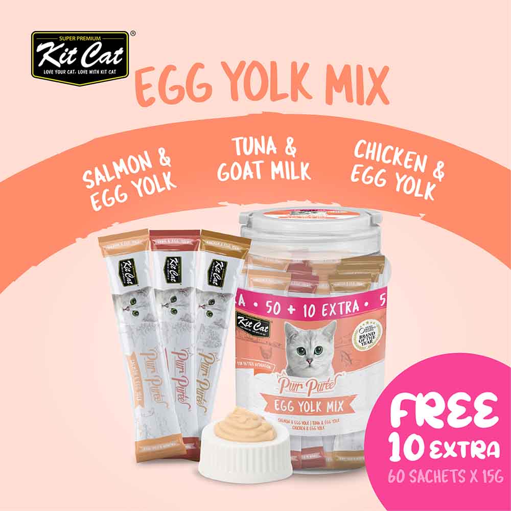 Kit Cat Purr Puree Egg Yolk Mix Assorted Grain-Free Liquid Cat Treats 60 Sticks
