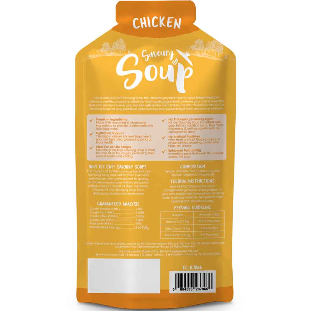 Kit Cat Savoury Soup Chicken Wet Pouch Cat Food (50g x 6)