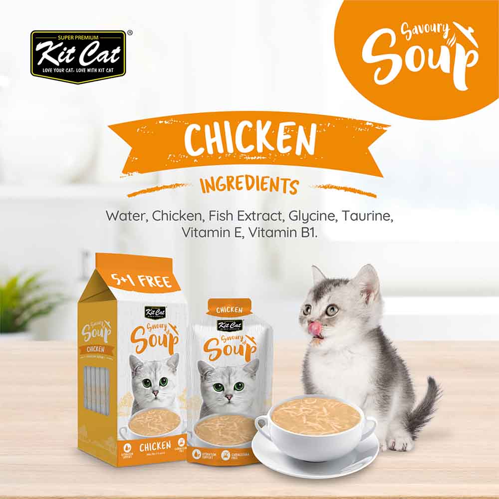 Kit Cat Savoury Soup Chicken Wet Pouch Cat Food (50g x 6)