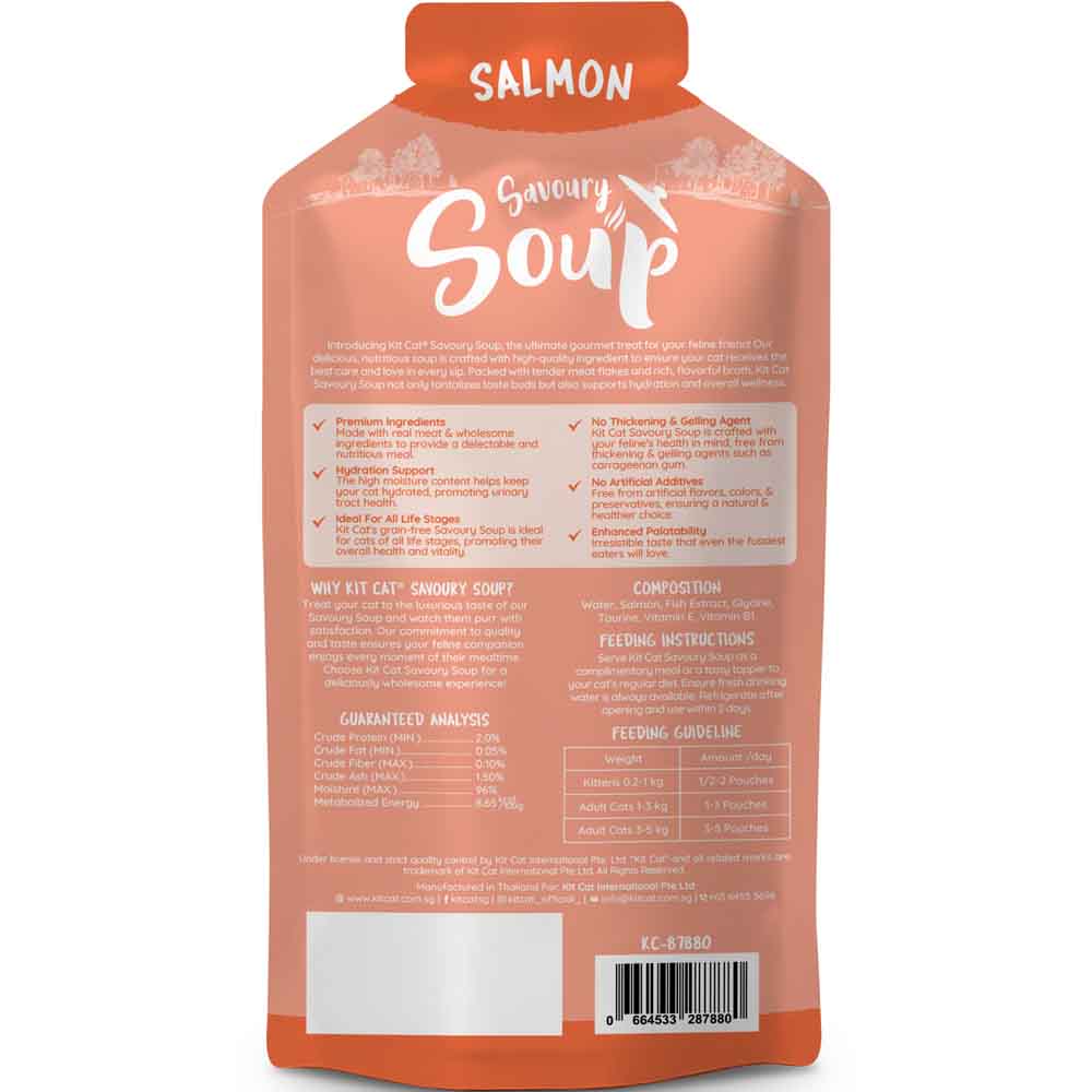 Kit Cat Savoury Soup Salmon Wet Pouch Cat Food (50g x 6)