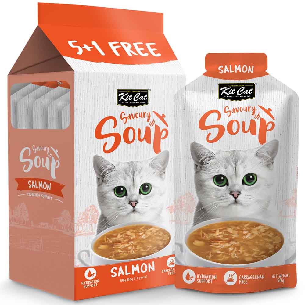 Kit Cat Savoury Soup Salmon Wet Pouch Cat Food (50g x 6)