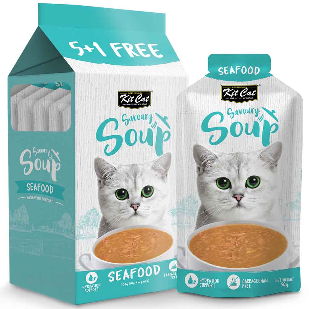 Kit Cat Savoury Soup Seafood Wet Pouch Cat Food (50g x 6)